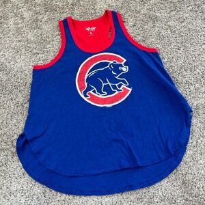 G-III 4Her Chicago Cubs MLB Womens XL Blue Red Racerback Tank Top High Low Hem